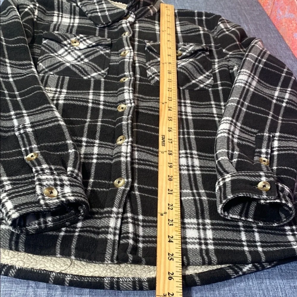 SAGE Collective Sherpa Lined Flannel Jacket Women’s M Black White Plaid Coat